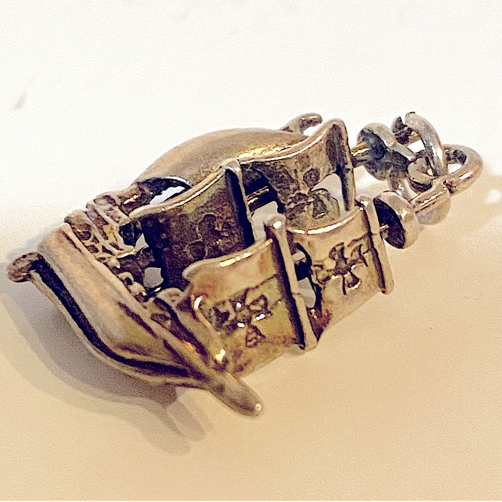 Vintage silver pirate ship charm for bracelet
